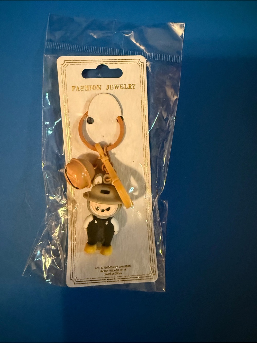 Cute Character Keychain Or Backpack Accessory with Mustard Yellow Accents